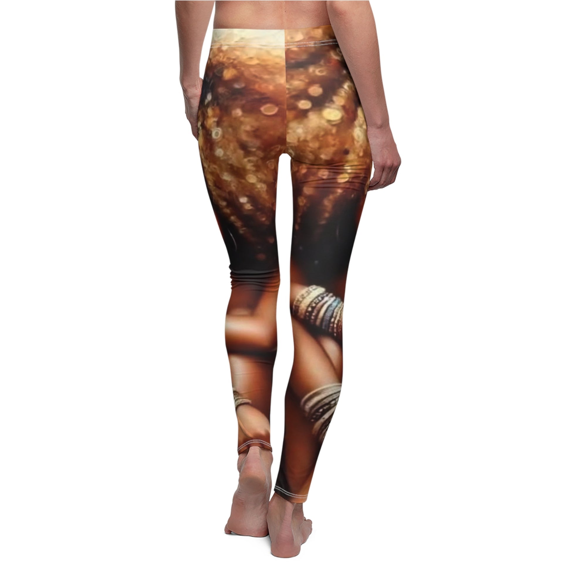 It's The Glow! Artistic Leggings with Bold Natural Hair Portrait Print - underthestarsbabe