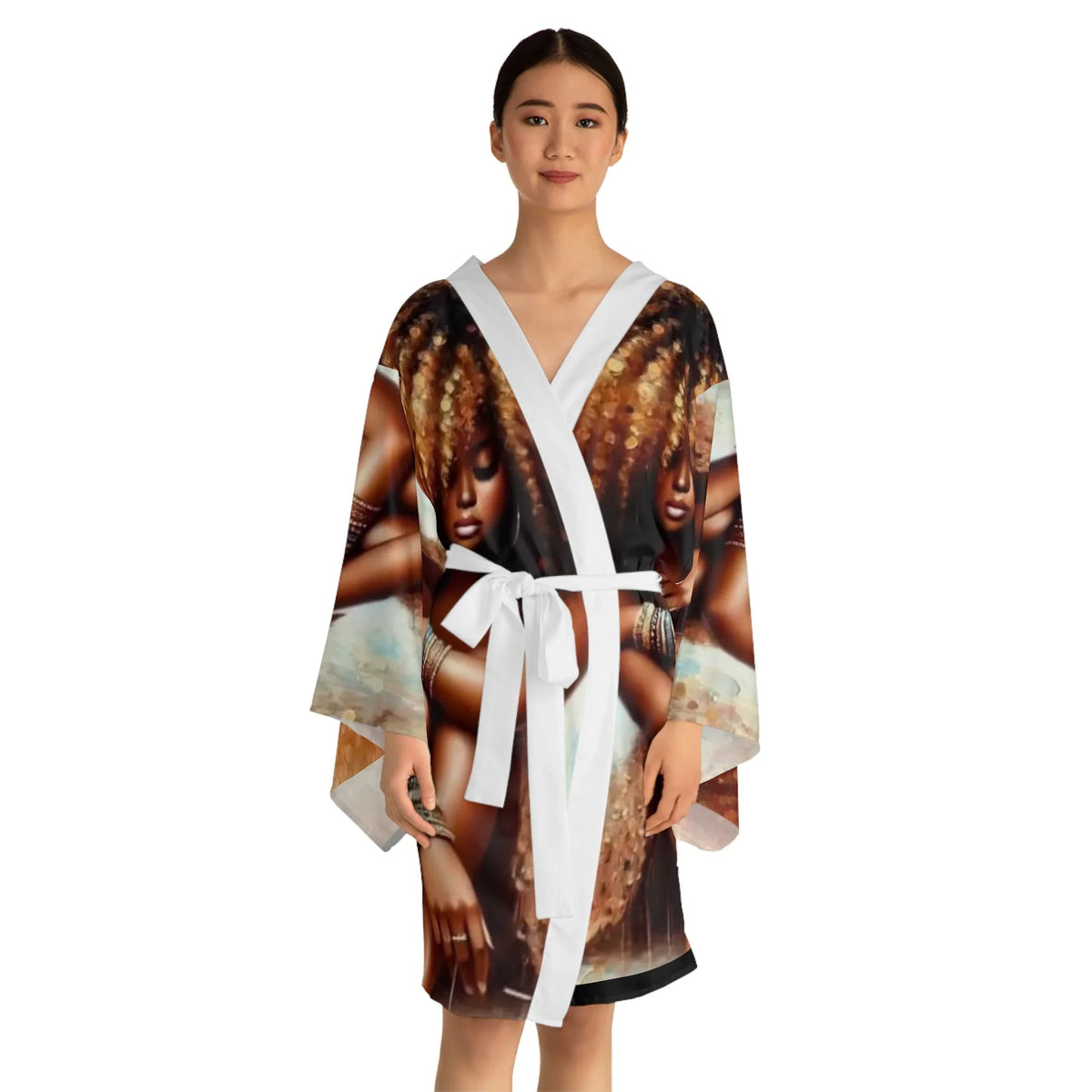 It’s The Glow! Long Sleeve Kimono Robe — Artistic All-Over Print - underthestarsbabe