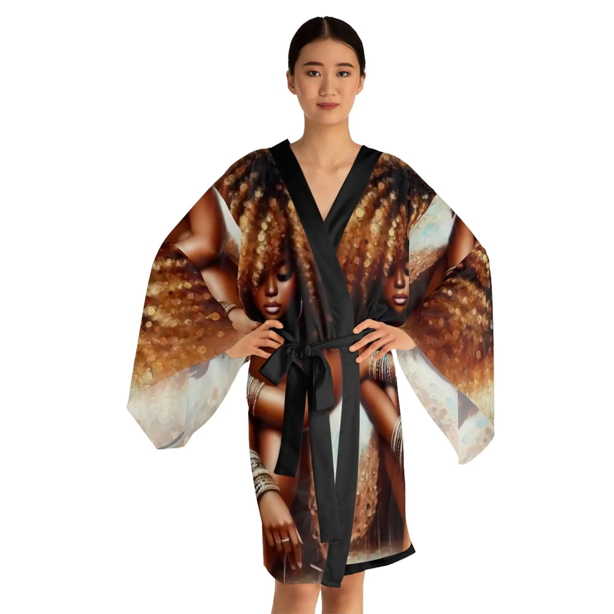It’s The Glow! Long Sleeve Kimono Robe — Artistic All-Over Print - underthestarsbabe