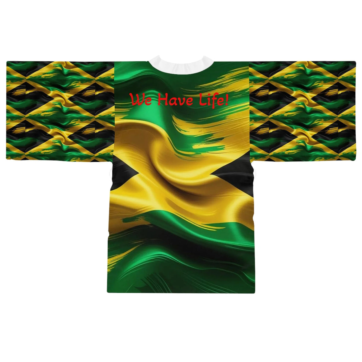 Jamaican Flag Wave "We Have Life" Kimono Robe —Island Pride - underthestarsbabe