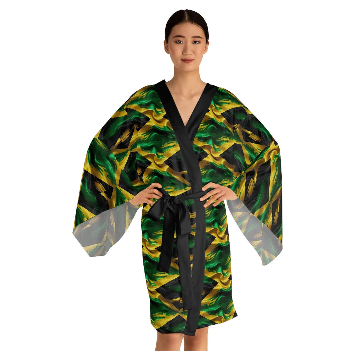 Jamaican Flag Wave "We Have Life" Kimono Robe —Island Pride - underthestarsbabe