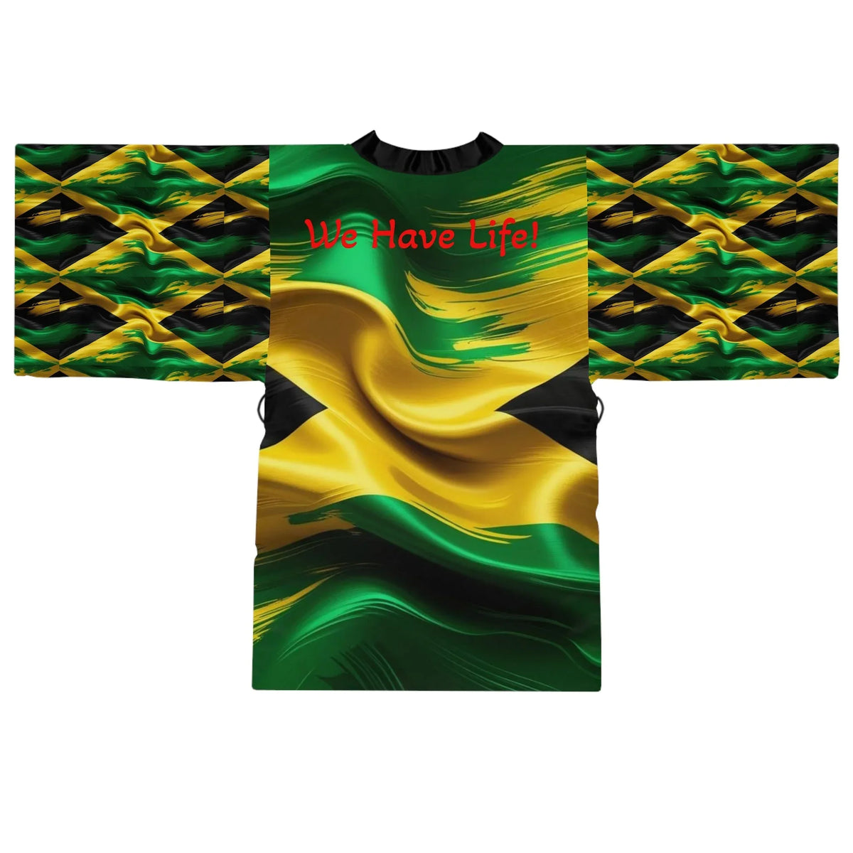 Jamaican Flag Wave "We Have Life" Kimono Robe —Island Pride - underthestarsbabe