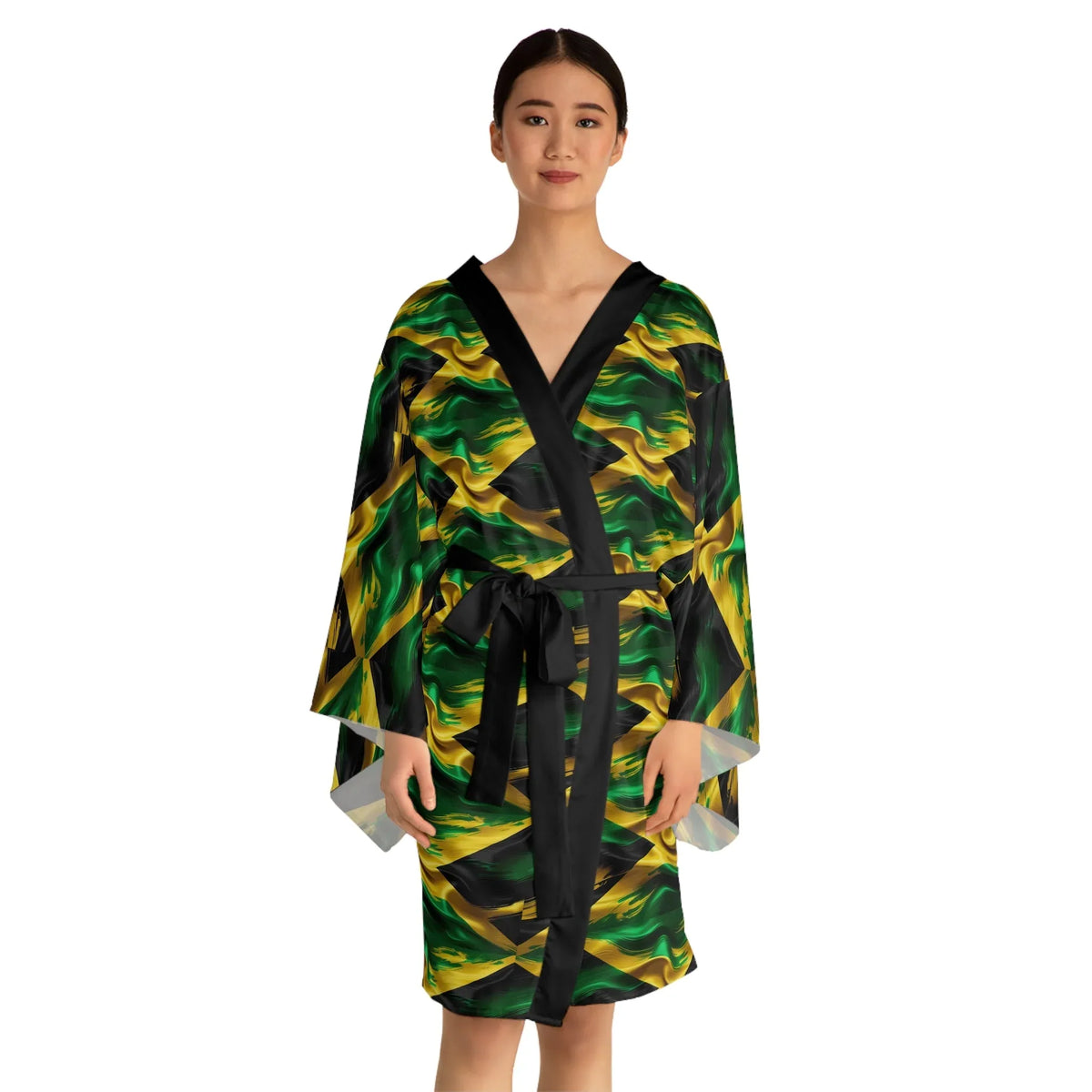 Jamaican Flag Wave "We Have Life" Kimono Robe —Island Pride - underthestarsbabe