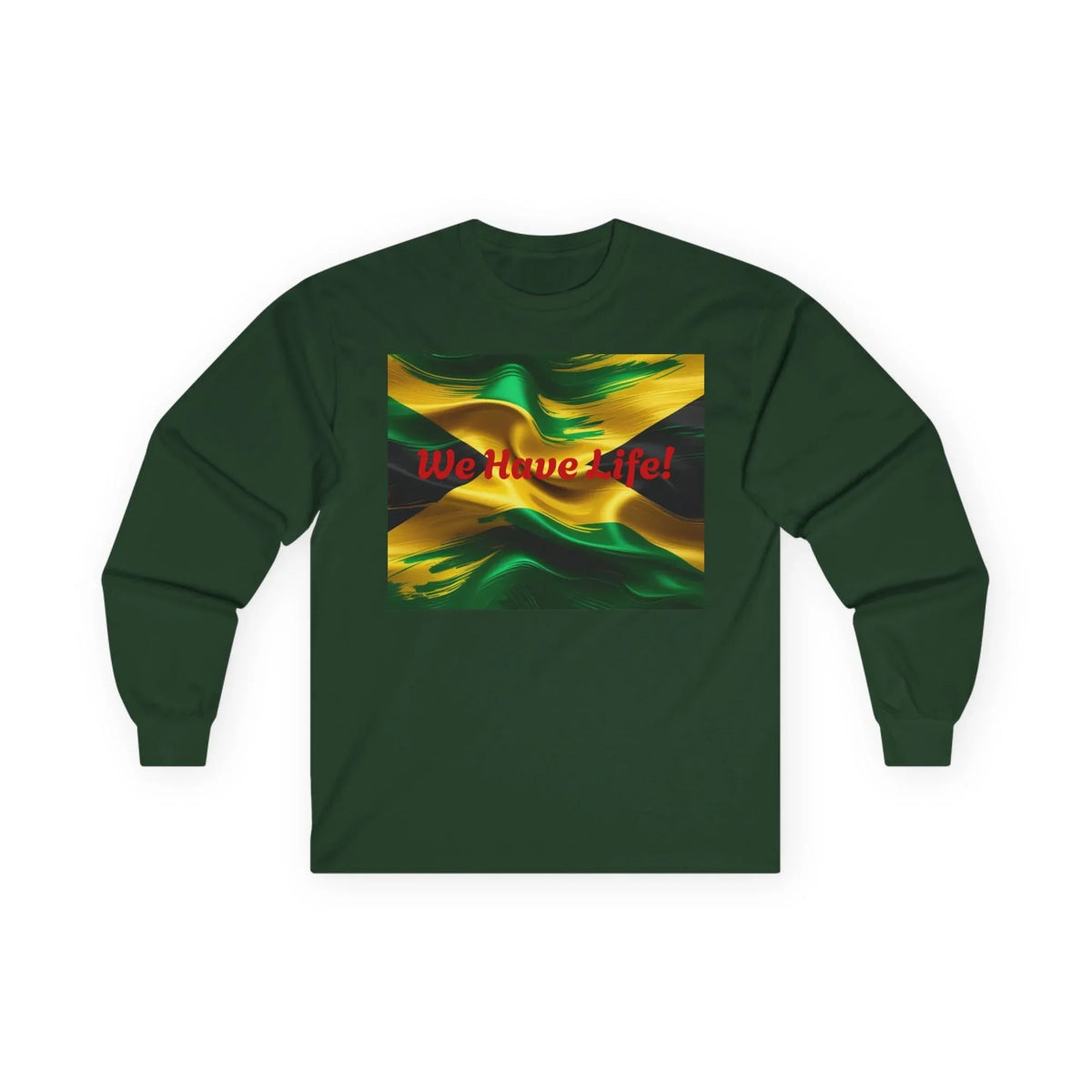 Jamaican Flag We Have Life! Long Sleeve Tee - Lightweight & Comfortable Unisex Cotton Shirt - underthestarsbabe