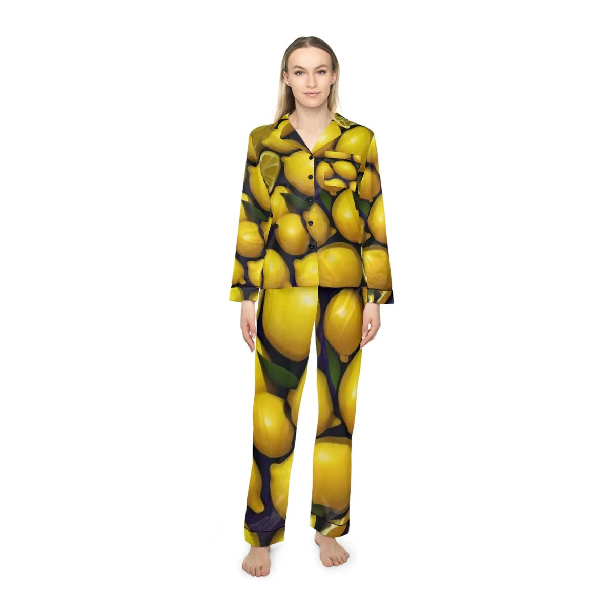 Lemons Women's Satin Pajamas - Fresh & Chic - Under the Stars Babe - underthestarsbabe