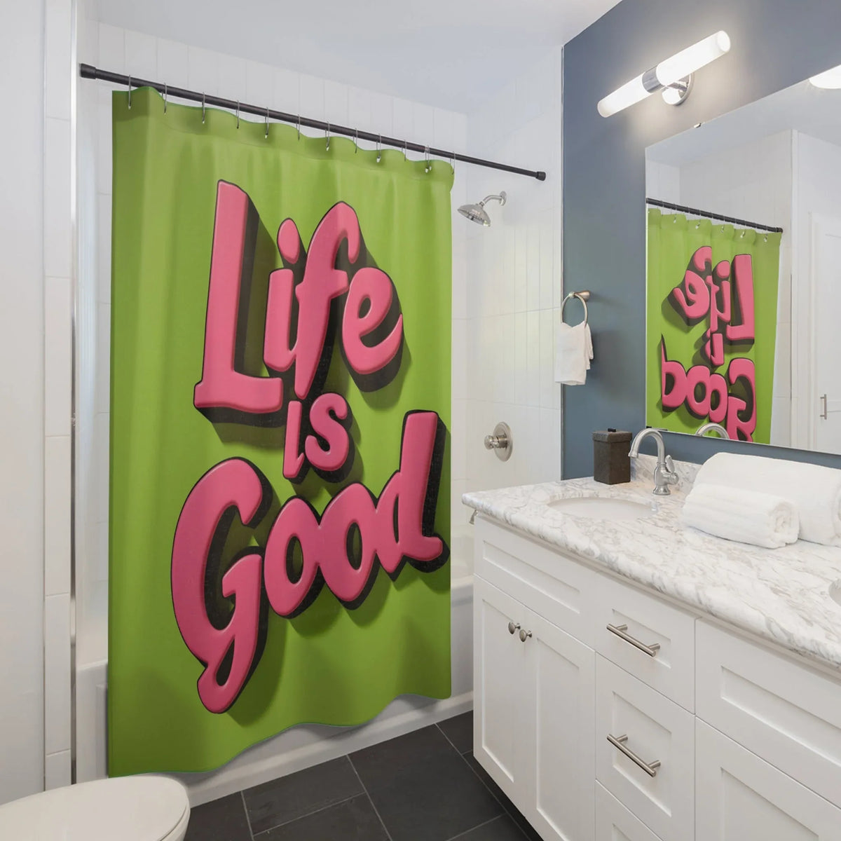 Life is Good Shower Curtains - Uplifting & Stylish - Under the Stars Babe - underthestarsbabe