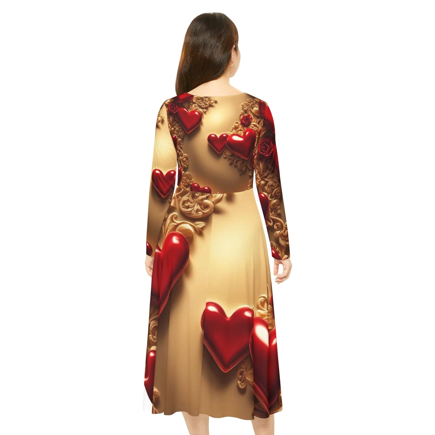 Long Sleeve Dance Dress | Romantic Hearts | Perfect for Valentine's Day & Special Occasions - underthestarsbabe