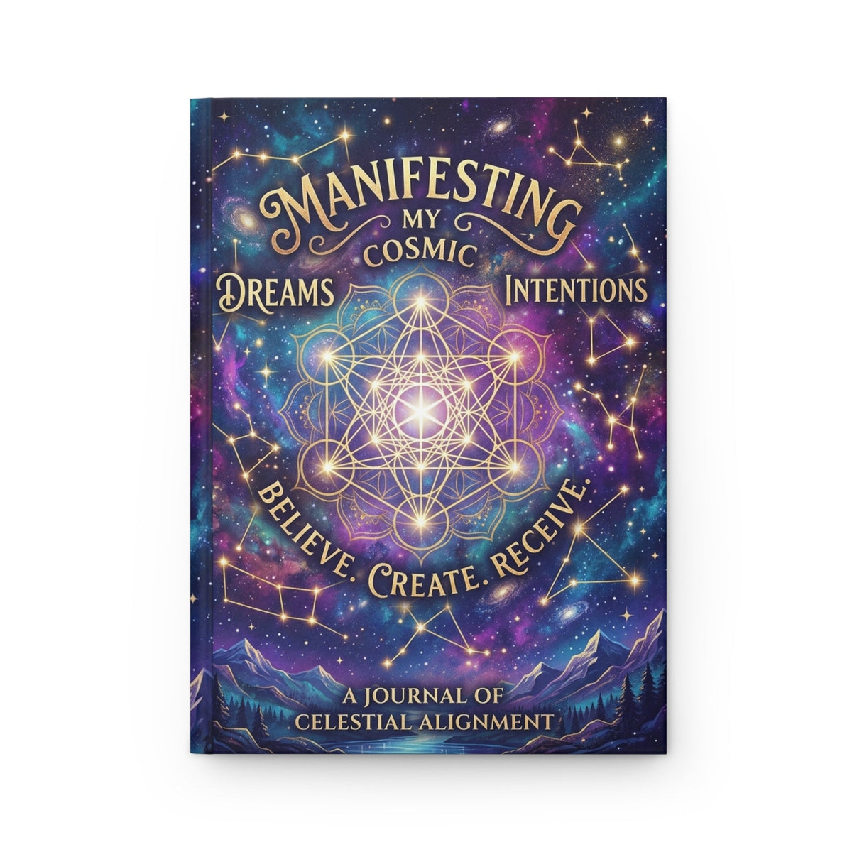 Manifesting My Cosmic Dreams Journal – Celestial Alignment Lined Hardcover Notebook - underthestarsbabe.shop