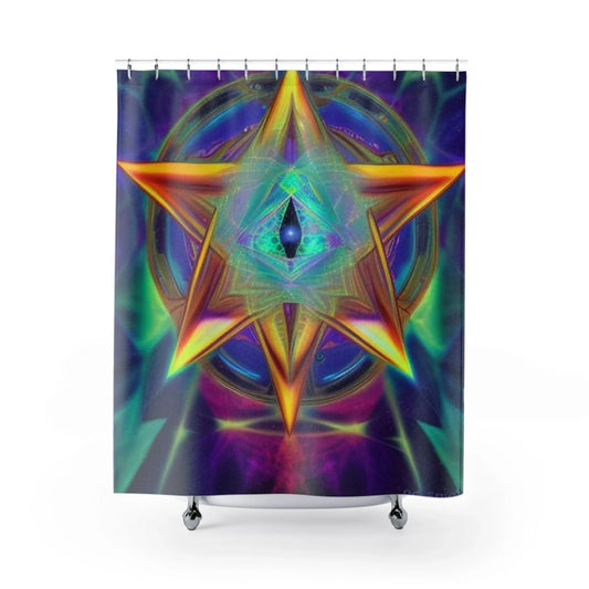 Merkabah Sacred Geometry Shower Curtain | Spiritual Bathroom Decor - underthestarsbabe