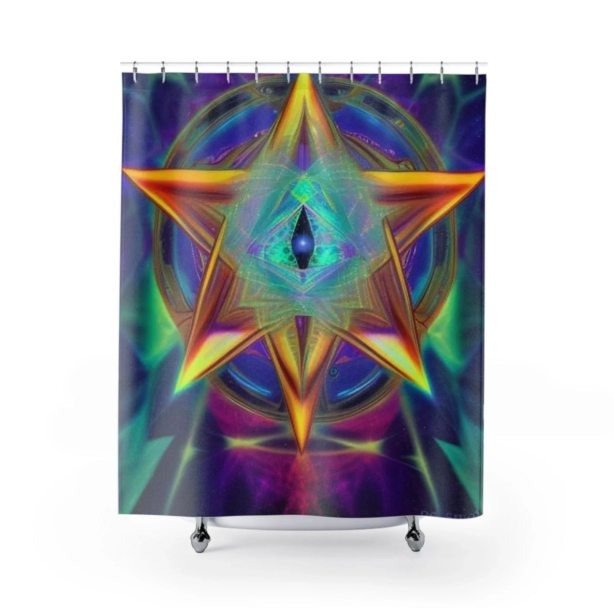 Merkabah Shower Curtain - Sacred Geometry Bathroom Decor - underthestarsbabe