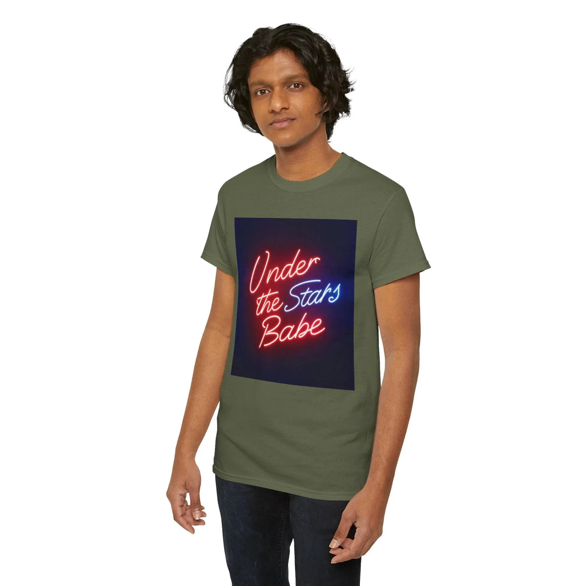 Neon Under the Stars Babe Heavy Cotton Tee - Bold & Trendy - underthestarsbabe