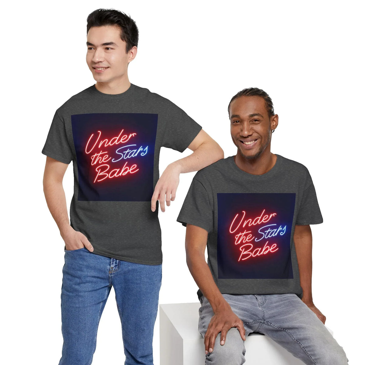 Neon Under the Stars Babe Heavy Cotton Tee - Bold & Trendy - underthestarsbabe