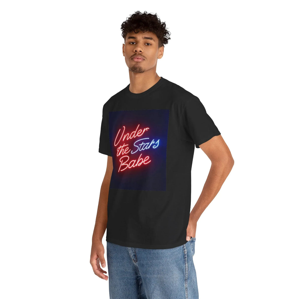 Neon Under the Stars Babe Heavy Cotton Tee - Bold & Trendy - underthestarsbabe