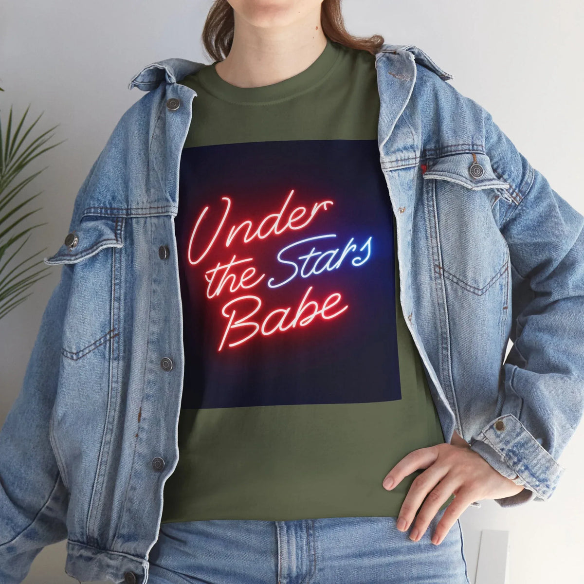 Neon Under the Stars Babe Heavy Cotton Tee - Bold & Trendy - underthestarsbabe