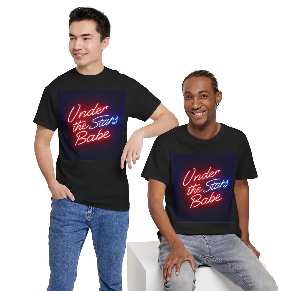 Neon Under the Stars Babe Heavy Cotton Tee - Bold & Trendy - underthestarsbabe