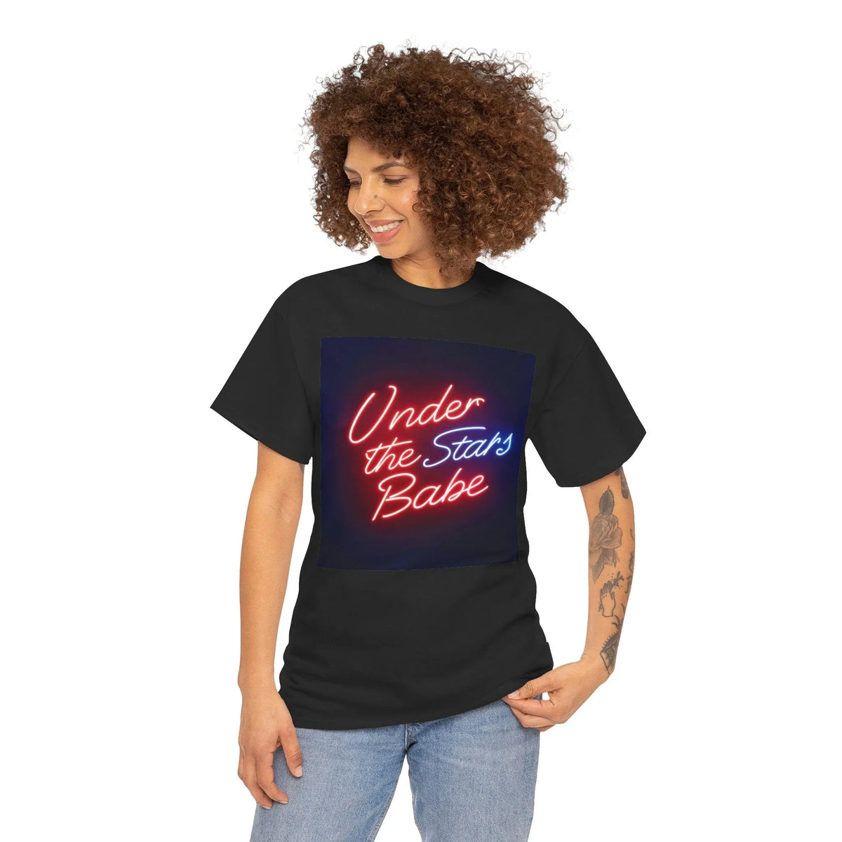 Neon Under the Stars Babe Heavy Cotton Tee - Bold & Trendy - underthestarsbabe