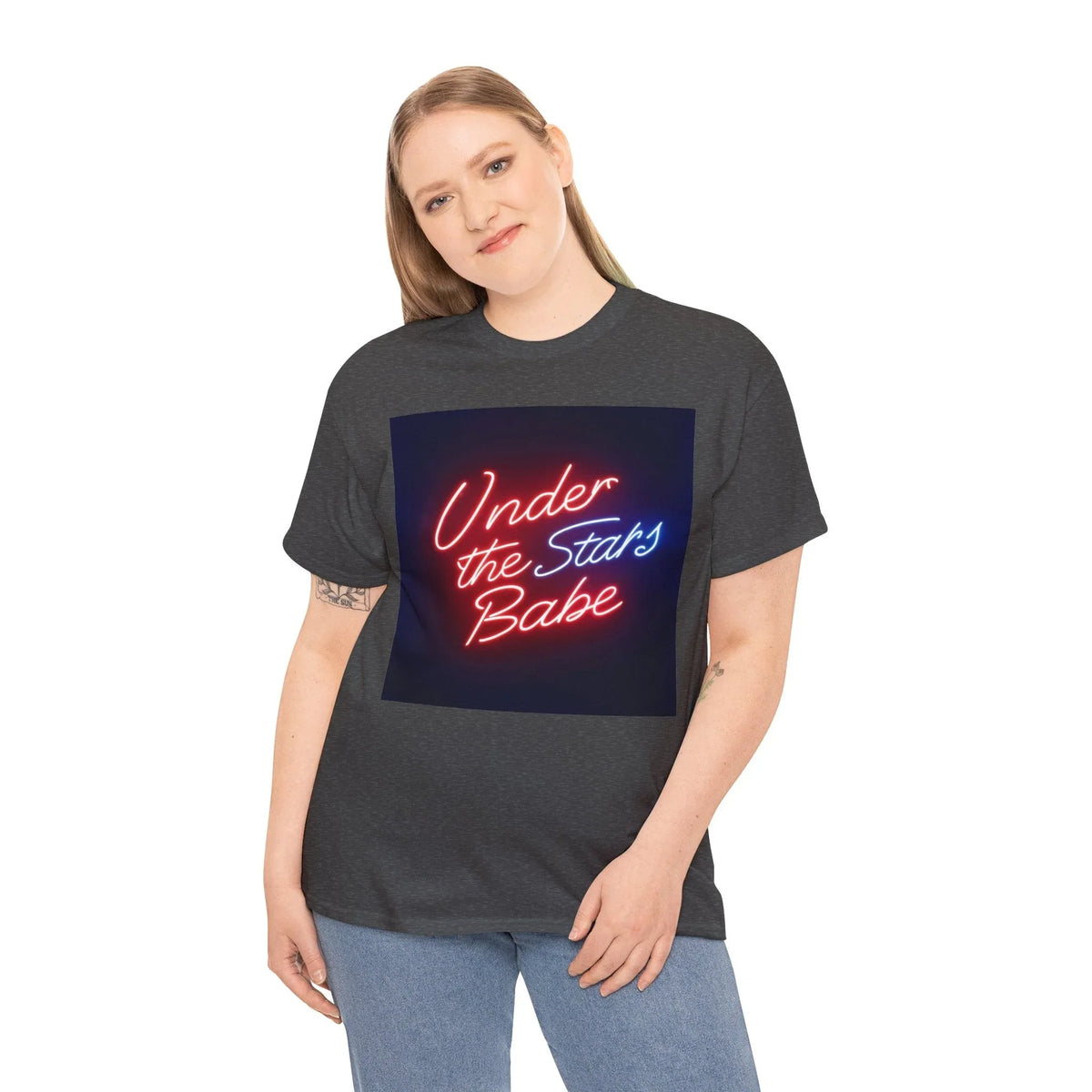 Neon Under the Stars Babe Heavy Cotton Tee - Bold & Trendy - underthestarsbabe