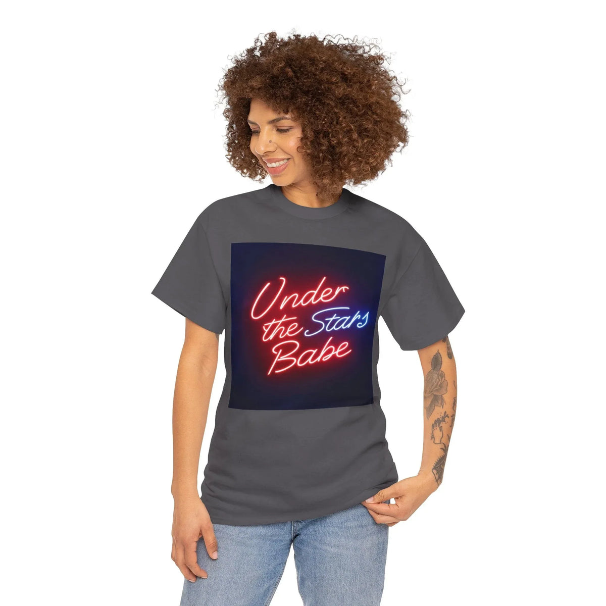 Neon Under the Stars Babe Heavy Cotton Tee - Bold & Trendy - underthestarsbabe
