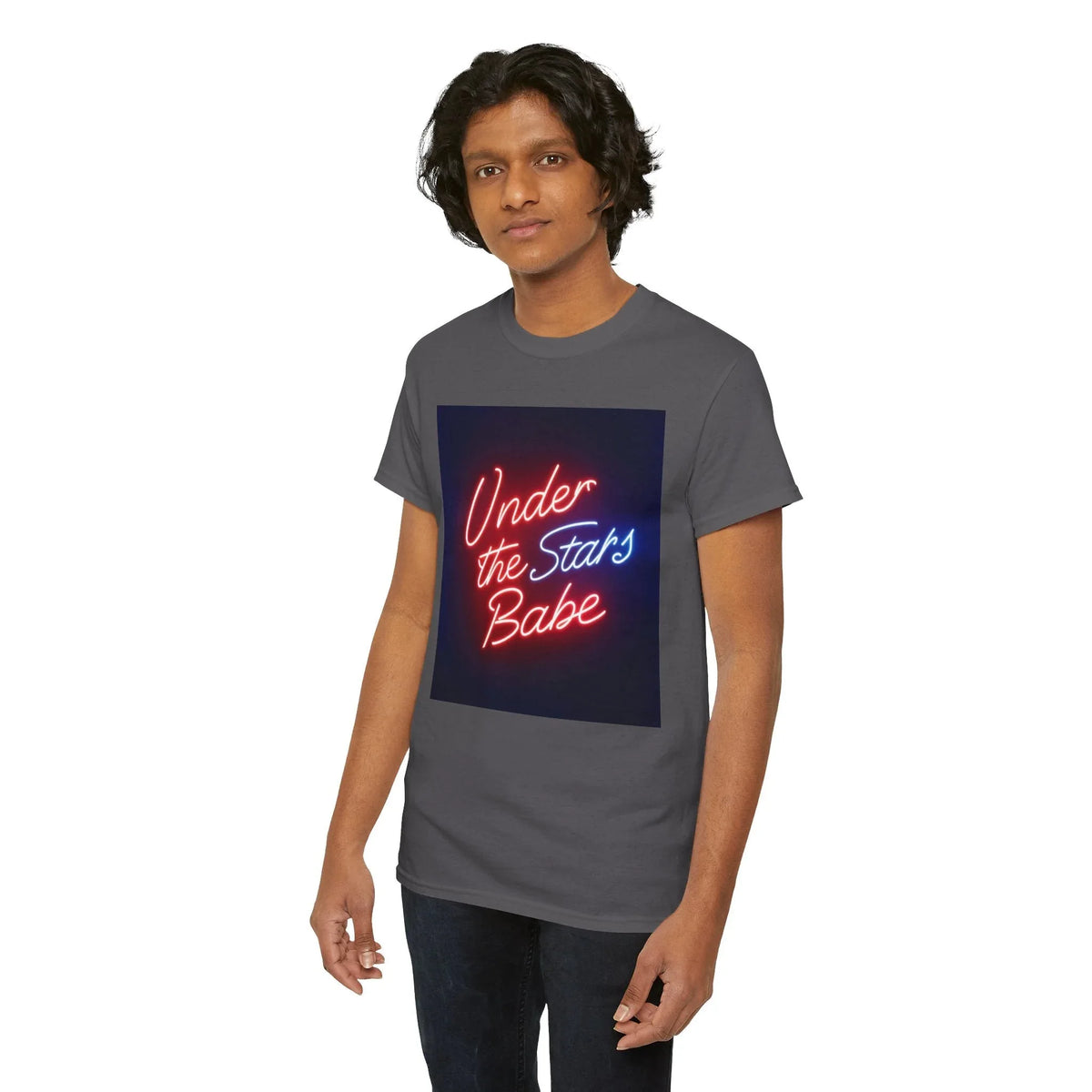 Neon Under the Stars Babe Heavy Cotton Tee - Bold & Trendy - underthestarsbabe