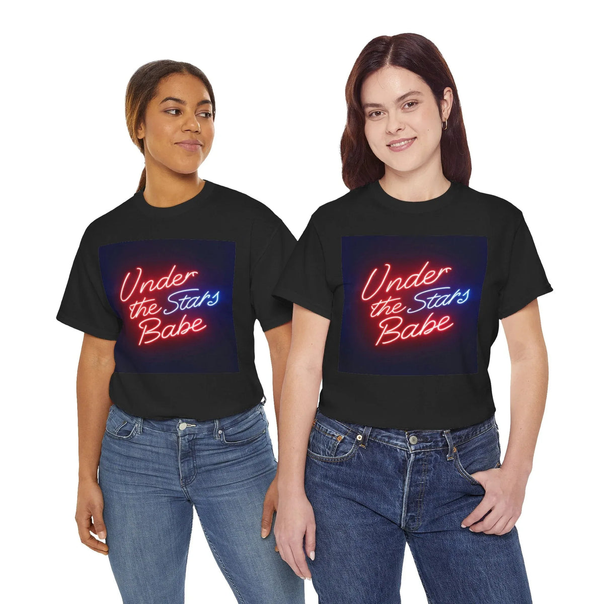 Neon Under the Stars Babe Heavy Cotton Tee - Bold & Trendy - underthestarsbabe