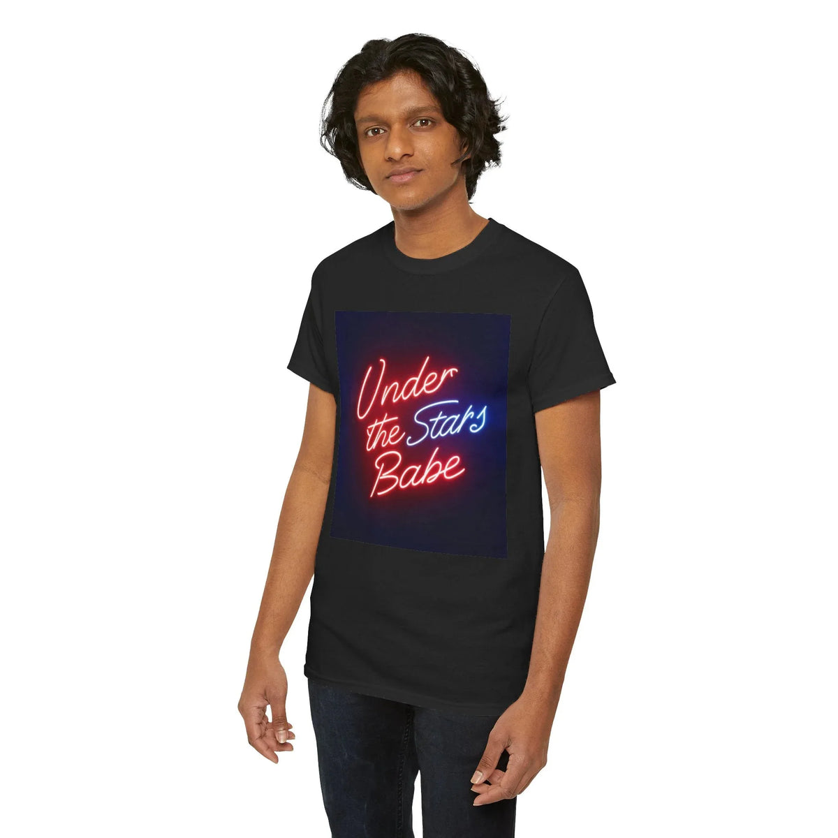 Neon Under the Stars Babe Heavy Cotton Tee - Bold & Trendy - underthestarsbabe
