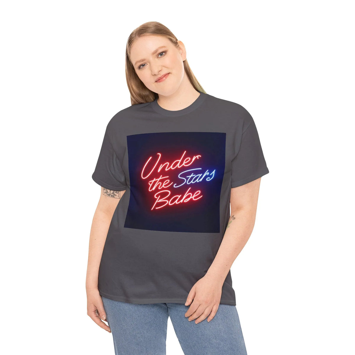 Neon Under the Stars Babe Heavy Cotton Tee - Bold & Trendy - underthestarsbabe