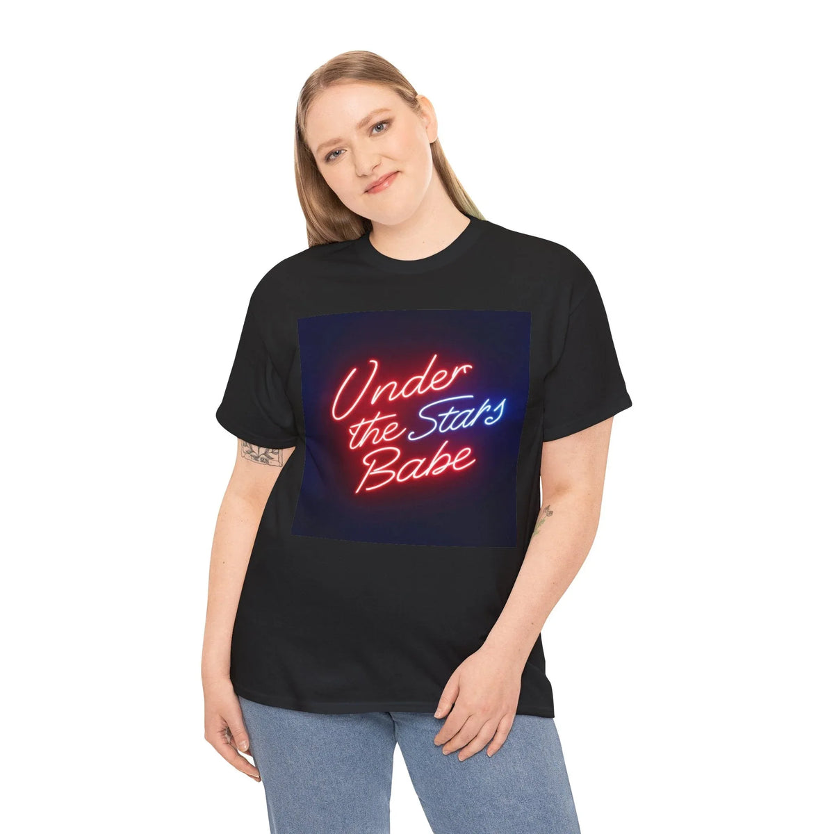 Neon Under the Stars Babe Heavy Cotton Tee - Bold & Trendy - underthestarsbabe