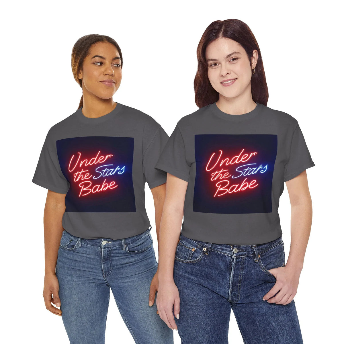 Neon Under the Stars Babe Heavy Cotton Tee - Bold & Trendy - underthestarsbabe