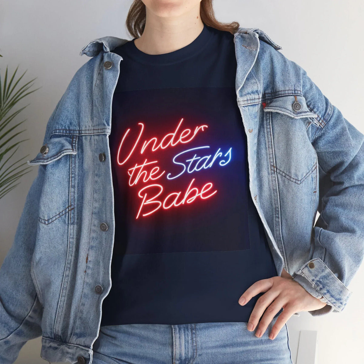 Neon Under the Stars Babe Heavy Cotton Tee - Bold & Trendy - underthestarsbabe