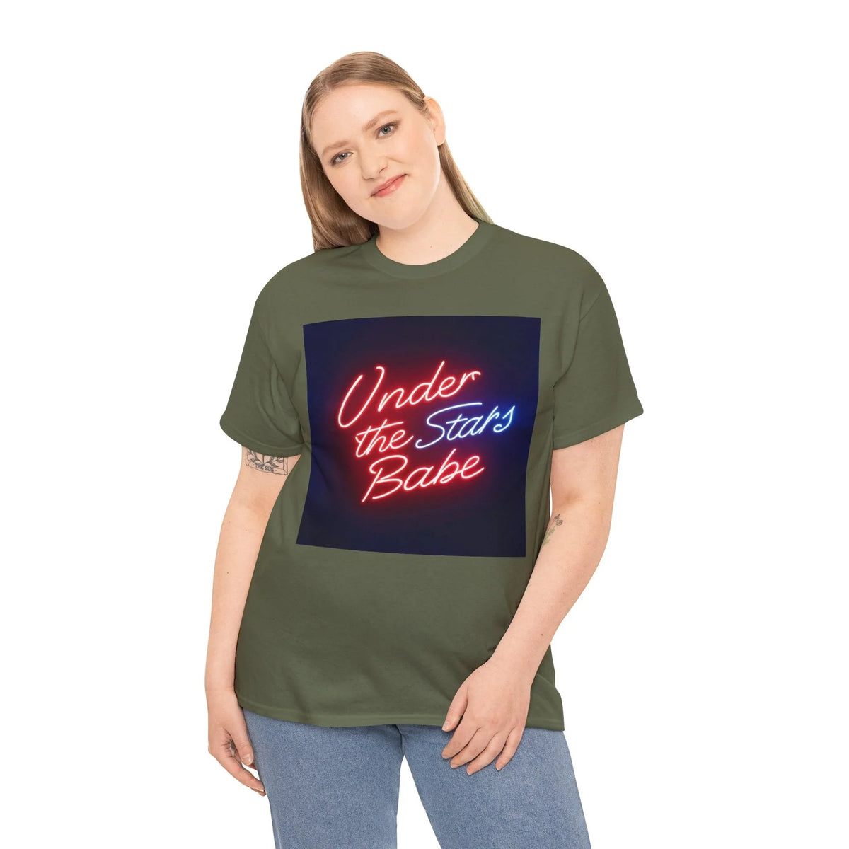 Neon Under the Stars Babe Heavy Cotton Tee - Bold & Trendy - underthestarsbabe