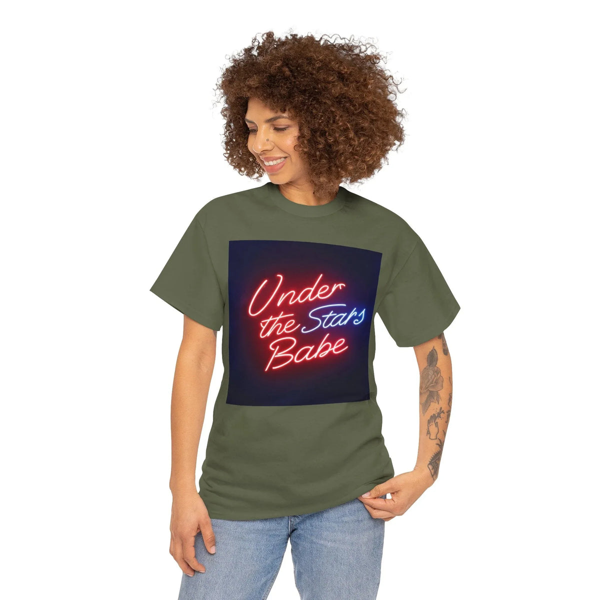 Neon Under the Stars Babe Heavy Cotton Tee - Bold & Trendy - underthestarsbabe