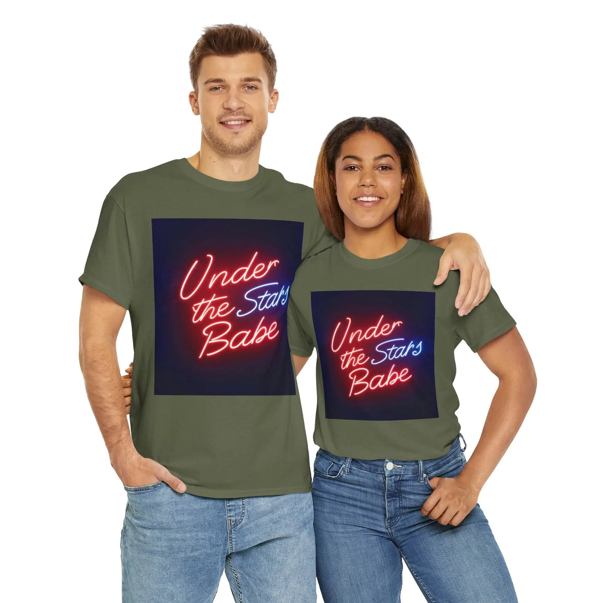 Neon Under the Stars Babe Heavy Cotton Tee - Bold & Trendy - underthestarsbabe