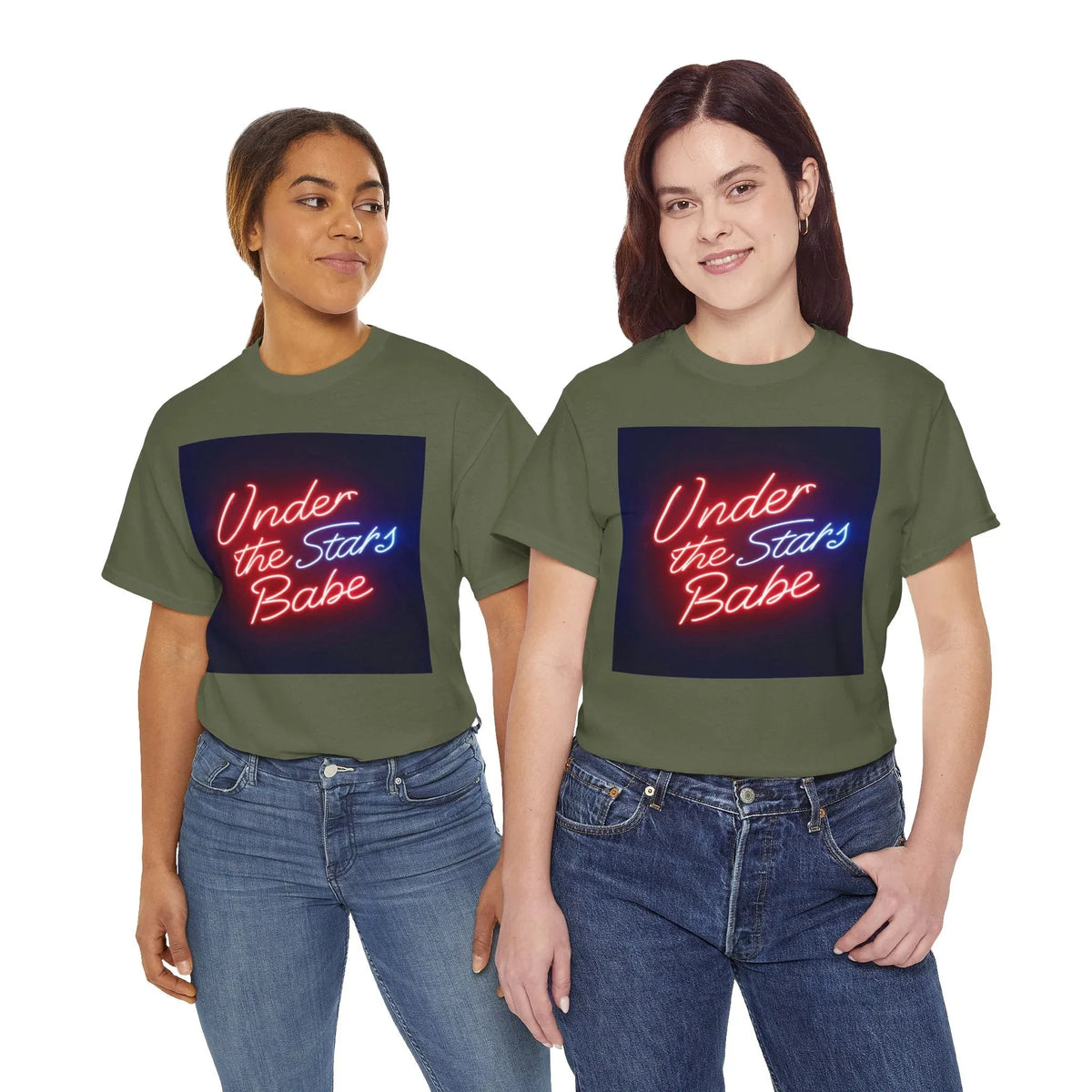 Neon Under the Stars Babe Heavy Cotton Tee - Bold & Trendy - underthestarsbabe
