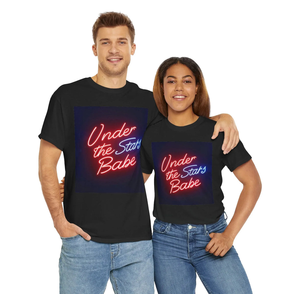 Neon Under the Stars Babe Heavy Cotton Tee - Bold & Trendy - underthestarsbabe