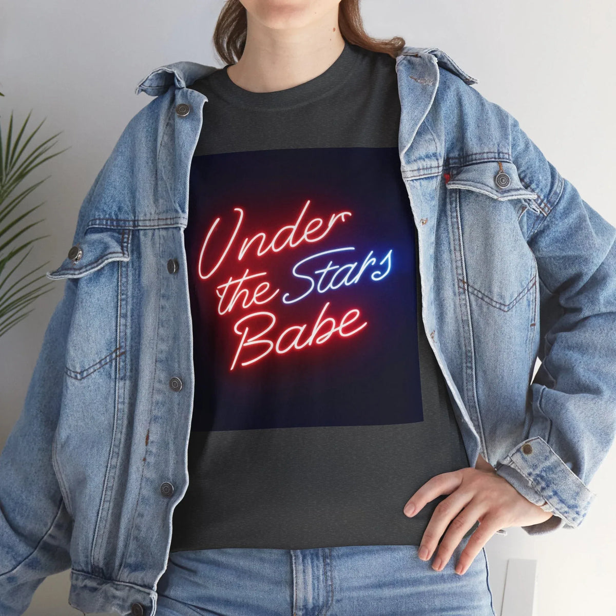Neon Under the Stars Babe Heavy Cotton Tee - Bold & Trendy - underthestarsbabe