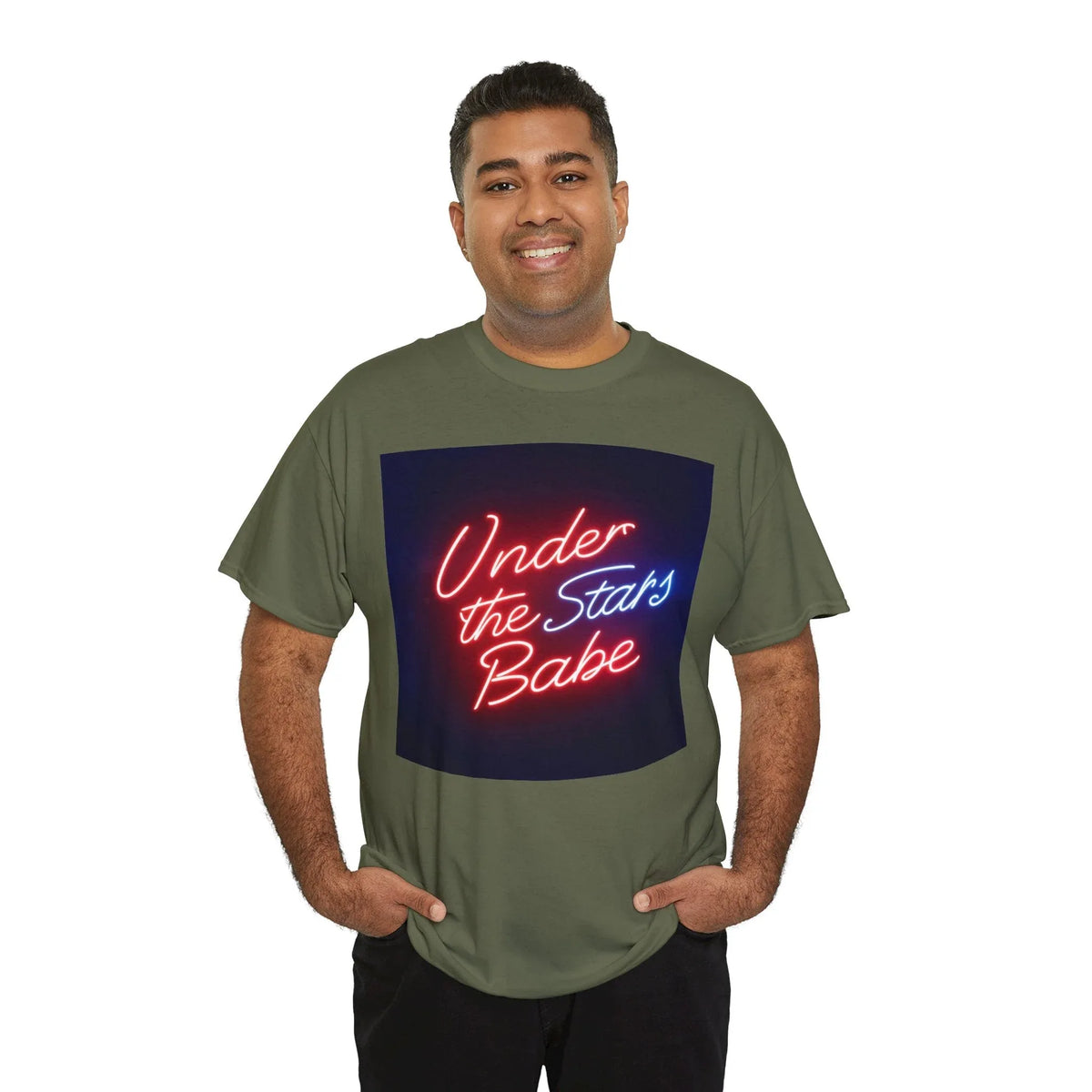 Neon Under the Stars Babe Heavy Cotton Tee - Bold & Trendy - underthestarsbabe