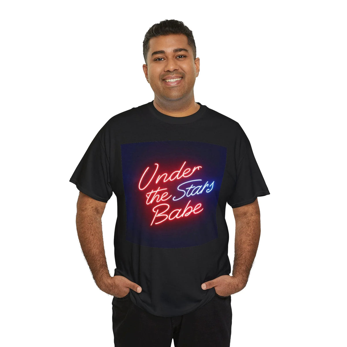 Neon Under the Stars Babe Heavy Cotton Tee - Bold & Trendy - underthestarsbabe