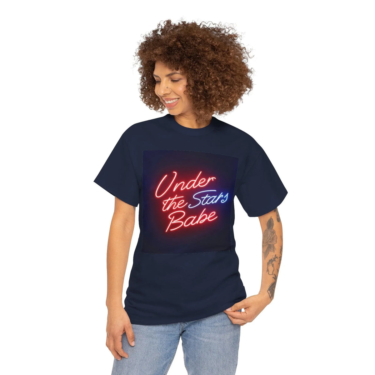 Neon Under the Stars Babe Heavy Cotton Tee - Bold & Trendy - underthestarsbabe