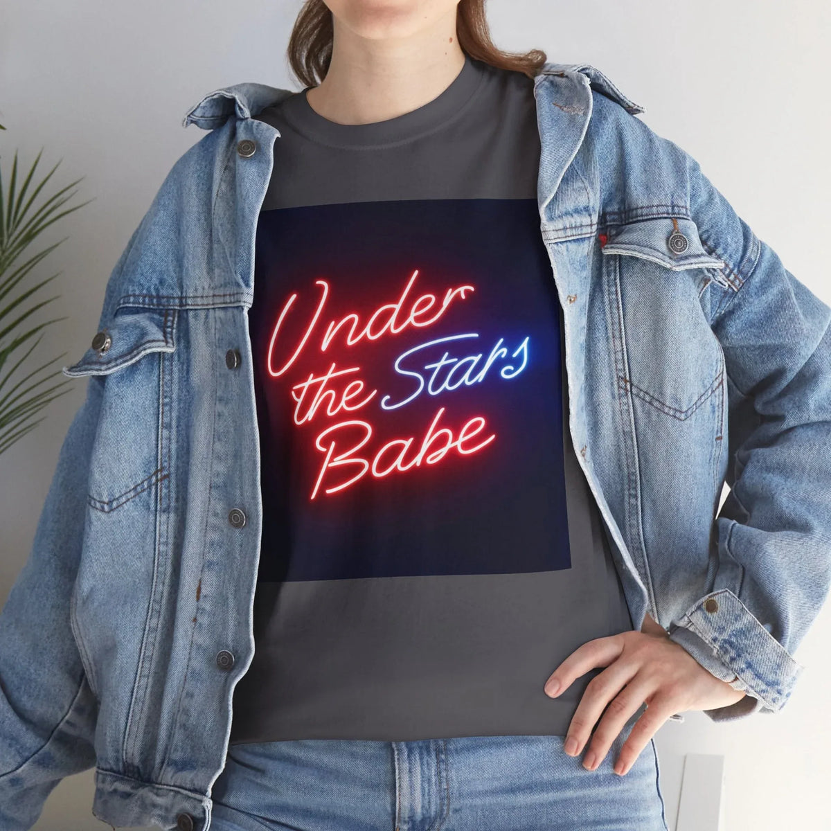 Neon Under the Stars Babe Heavy Cotton Tee - Bold & Trendy - underthestarsbabe