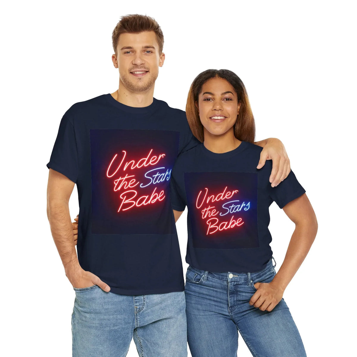 Neon Under the Stars Babe Heavy Cotton Tee - Bold & Trendy - underthestarsbabe