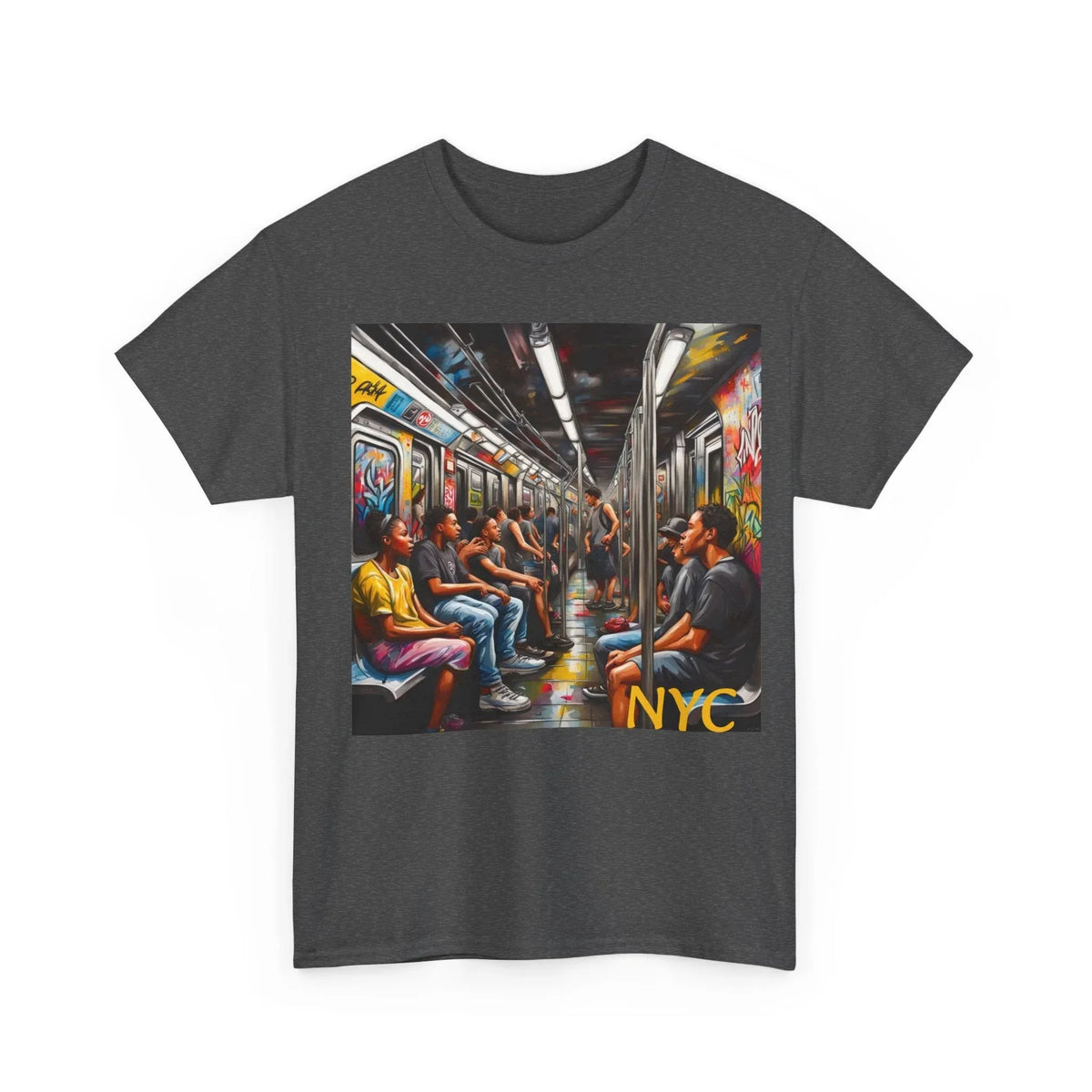 NYC Subway Unisex Heavy Cotton Tee - Urban & Trendy - Under the Stars Babe - underthestarsbabe