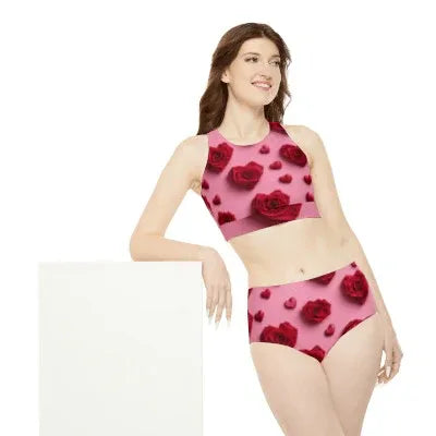 Red Rose Sporty Swimsuit Gift - Under the Stars Babe - underthestarsbabe