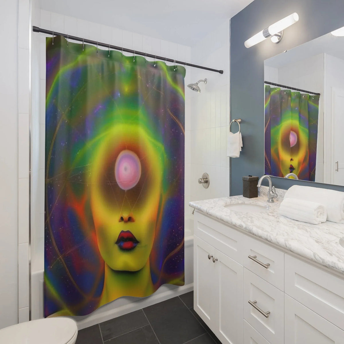 Space Shower Curtains - Galactic Bathroom Decor - underthestarsbabe