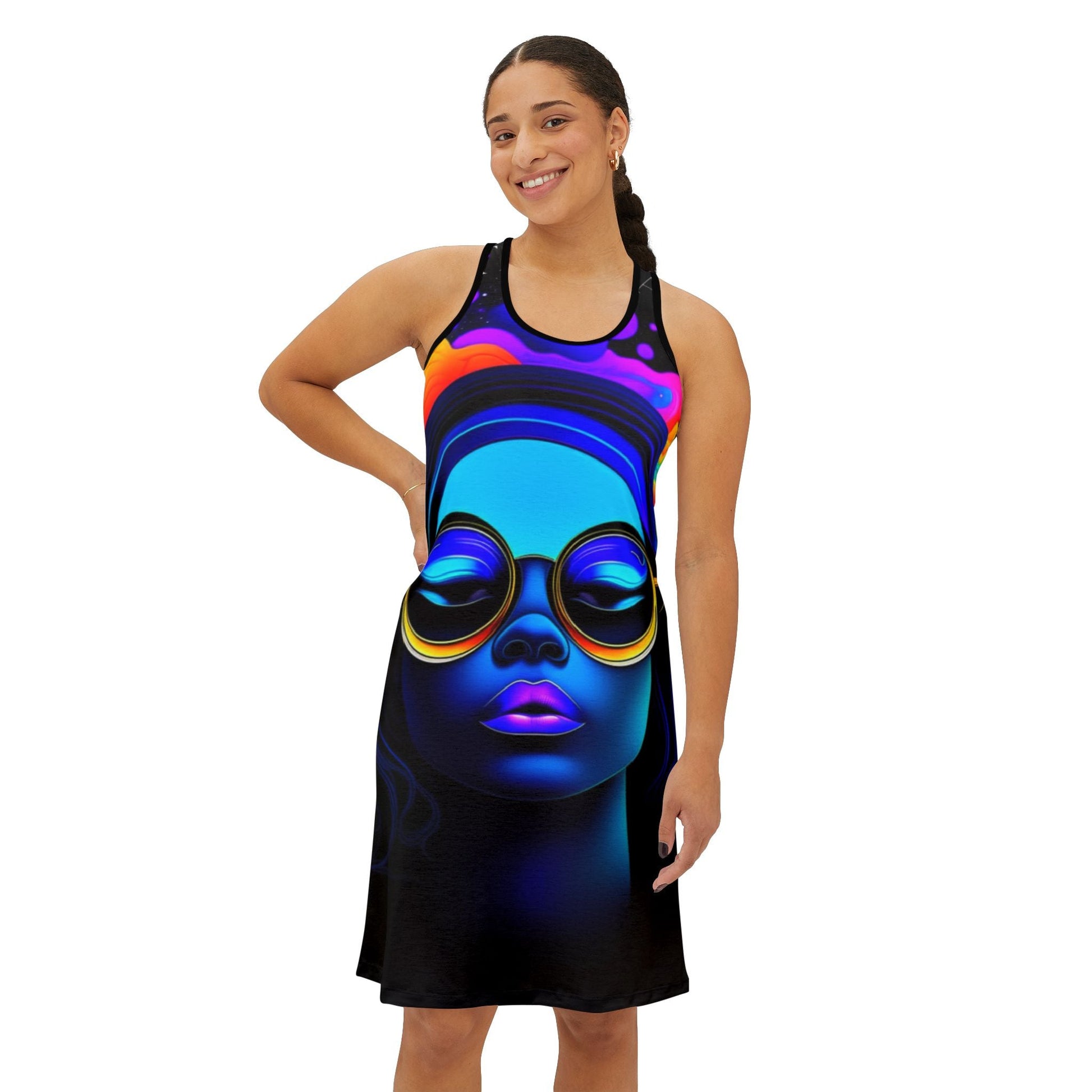 Space Vibrant Women's Racerback Dress - Bohemian Summer & Festival Casual Beachwear - underthestarsbabe