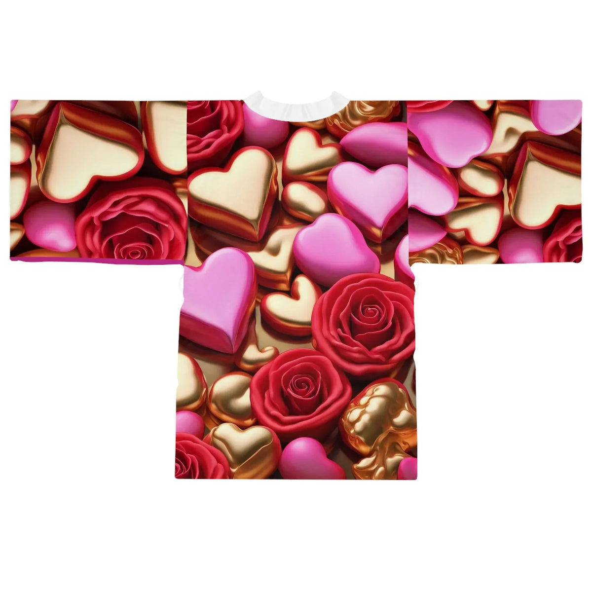 Valentine Heart & Rose Kimono Robe – All-Over Print - underthestarsbabe