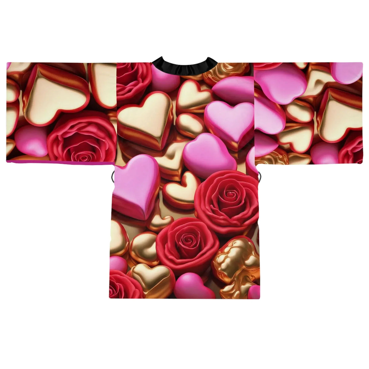 Valentine Heart & Rose Kimono Robe – All-Over Print - underthestarsbabe