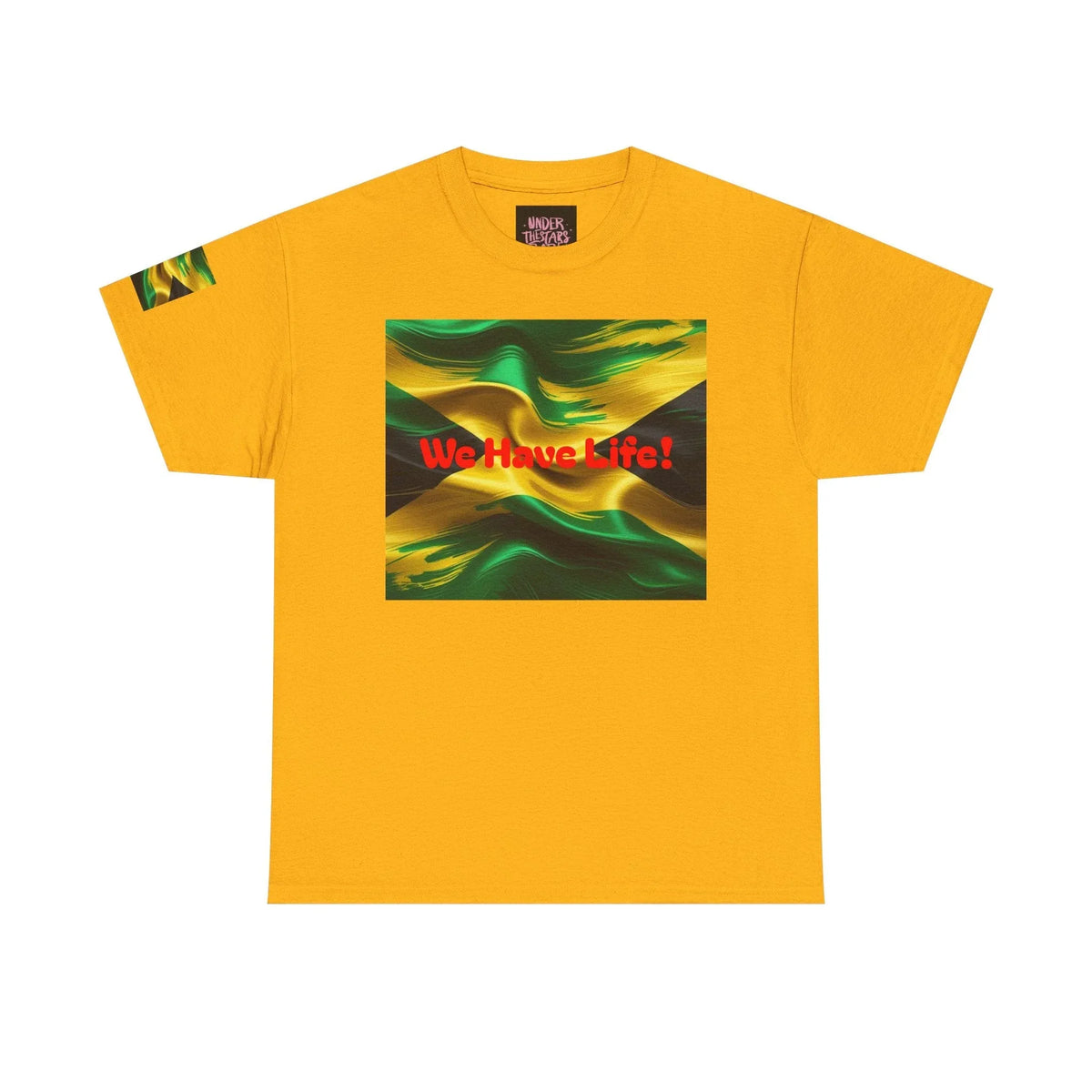 Vibrant Jamaican Pride Tee - 'We Have Life!' Unisex Heavy Cotton T-Shirt - underthestarsbabe