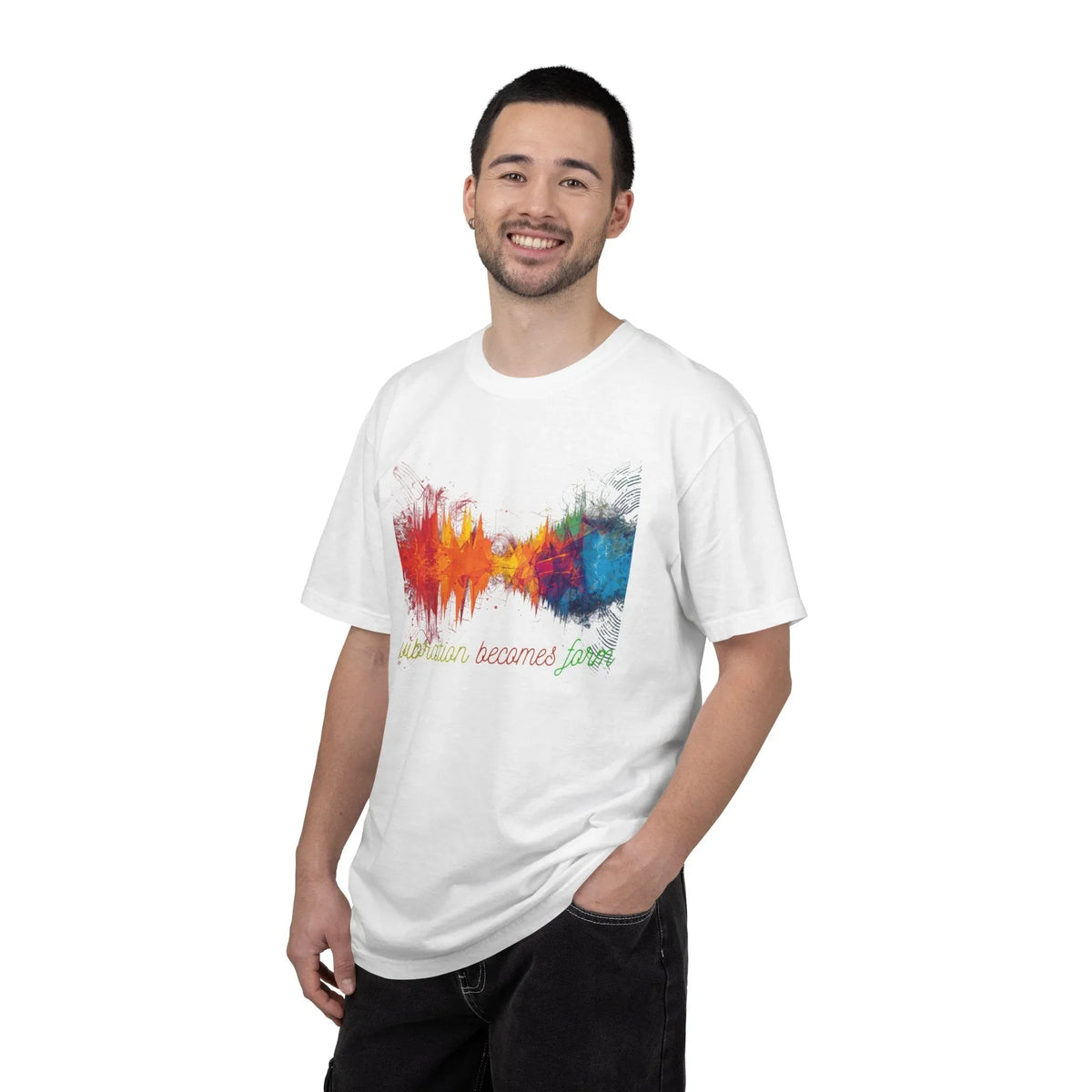 Vibration Becomes Form Energy T-Shirt — Colorful Energy Graphic Tee - underthestarsbabe